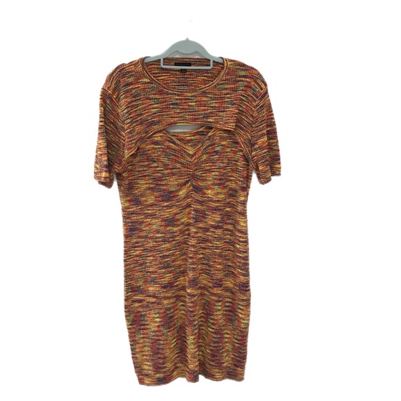 Anthropologie Current Air Orange/Multi  Cutout Mini Dress - Picture 2 of 13